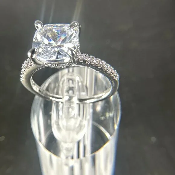 Womens Silver Plated Brass Ring Cubic Zirconia - Picture 7 of 15